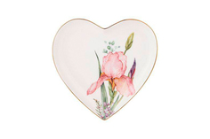 тарелка в форме сердца ирисы 15 (garda decor) белый 2 см.