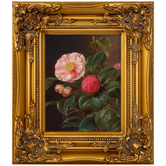 Репродукция картины натюрморт с пионом (object desire) золотой 34x39x4 см.