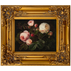 Репродукция картины натюрморт с розой (object desire) золотой 34x39x4 см.