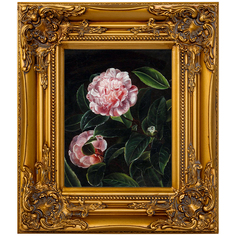 Репродукция картины натюрморт с дикой розой (object desire) золотой 34x39x4 см.