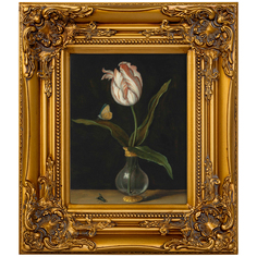 Репродукция картины натюрморт с тюльпаном (object desire) золотой 34x39x4 см.