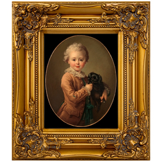 Репродукция картины «мальчик с черным спаниэлем» (object desire) золотой 34x39x4 см.
