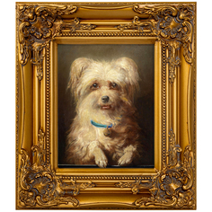 Репродукция картины «портрет собачки» (object desire) золотой 34x39x4 см.