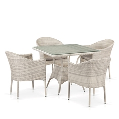 Комплект плетеной мебели Афина T190B/Y350A-W85-90x90 4Pcs Latte Afina