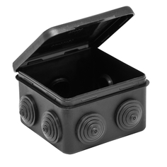 Распаячная коробка 80х80мм глубина 50мм 6 вводов о/у IP54 с откидной крышкой ЧЕРНАЯРУВИНИЛ