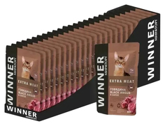 Влажный корм Мираторг Winner Extra Meat с говядиной в соусе для кошек 80 г х 24 шт
