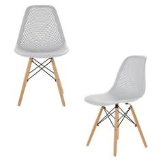 Стулья ажурные LEON для кухни со спинкой в стиле EAMES DSW, белые, набор 2 шт