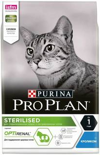 Сухой корм для кошек Pro Plan для стерилизованных, кролик, 10кг