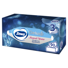 Салфетки Бумажные в коробке Zewa Deluxe Дизайн, 3 слоя, 90 шт.