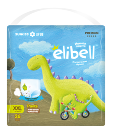Ультратонкие подгузники-трусики детские Elibell Premium, размер 6 XXL (15-26кг) 26 шт