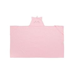 Полотенце детское Nat Котик розовое с капюшоном с вышивкой и аппликацией 116-134