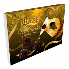 Конфеты Libretto Маска золотая из молочного шоколада с фисташковой начинкой 150 г