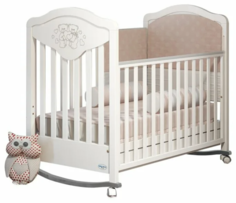 Детская кроватка Baby Italia Gioco Lux продольный маятник со стразами Bianco