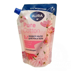 Мыло жидкое Aura Pure Cotton 2 в 1 Хлопок и полевые цветы 450 мл