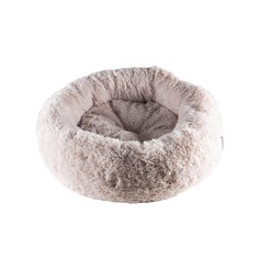 Лежак для животных FOXIE Fur Real 53х53х20см круглый из меха молочный белый