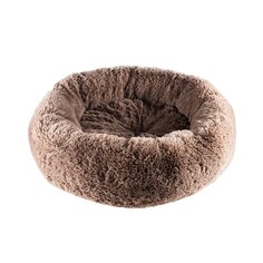 Лежак для животных FOXIE Fur Real 53х53х20см круглый из меха коричневый