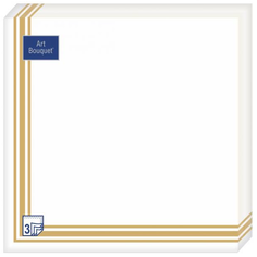 Салфетки бумажные Art Bouquet трехслойные с золотой рамкой 33 x 33 см 20 шт