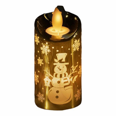 Фигурка новогодняя Luazon Lighting Свеча золотистая со снеговиком 9 х 5 х 5 см
