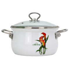 Кастрюля эмал 4,0л 01-RB1614CH/4-Каллы Магнитогорская эмаль