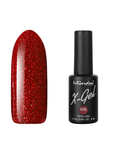 Гель лак для ногтей In’Garden X-Gel N° 96 красный с блестками плотный 8 мл Ingarden