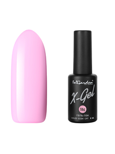Гель лак для ногтей In’Garden X-Gel N° 186 шеллак яркий светло-розовый плотный 8 мл Ingarden