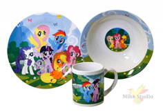 Набор My Little Pony 3 пр.: кружка 240 мл, миска 18 см, тарелка 19 см в под. уп Hasbro