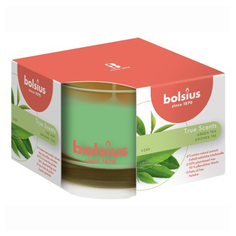 Свеча ароматическая в стакане Bolsius True Scents Зеленый чай 6,5x9 см зеленая