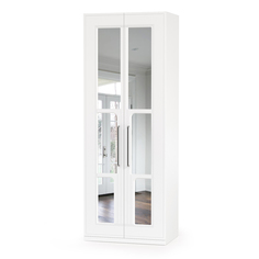 Шкаф для одежды 2-х дверный с зеркалами Mobi Валенсия 13.329 белый шагрень, 84х54,2х225,3
