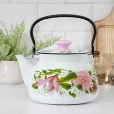 Чайник сферический, 3 л, деколь МИКС, цвет белый No Brand
