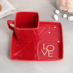 Чайная пара Love, кружка 150 мл, блюдце 15.5х15.5 см Дорого внимание