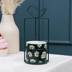Конфетница «Ромашки», 9×9×21 см, цвет подставки зеленый No Brand