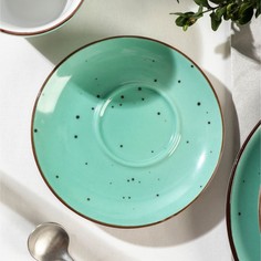 Блюдце кофейное DOTS menta, d=14 см No Brand