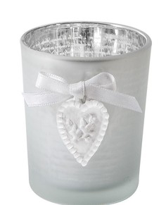 Подсвечник "Пергамент" стеклянный матовый со свечой Mathilde M. Франция No Brand