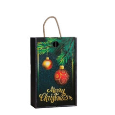Переноска для 2 бутылок "Merry Christmas" с верёвочной ручкой, 36х21,5х11,5 см No Brand