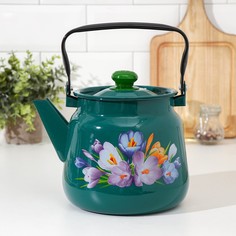 Чайник, 3,5 л, с декором МИКС, индукция, цвет бирюзовый No Brand