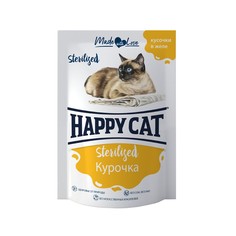 Влажный корм для кошек HAPPY CAT Sterilised курочка кусочки в желе 100 г