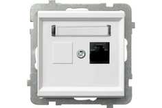 Компьютерная розетка Ospel Sonata 1-я, категория 5e, RJ-45, без рамки, белый GPK-1R/K/m/00