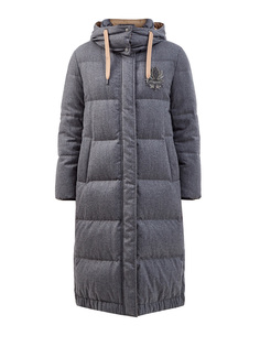 Пуховик из плотной шерстяной фланели с вышивкой Swarovski® Brunello Cucinelli