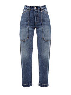 Высокие джинсы с макро-карманами и деталью Мониль Brunello Cucinelli