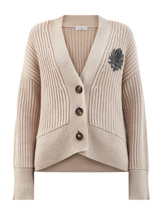 Кардиган из кашемира Piuma с эмблемой Swarovski® Brunello Cucinelli