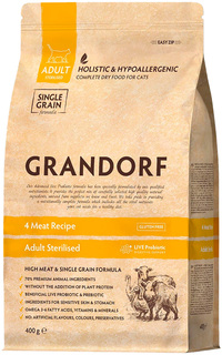 Сухой корм для кошек Grandorf Sterilised, для стерилизованных, 0,4кг