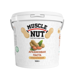 Арахисовая паста Muscle Nut классическая, без сахара, натуральная, высокобелковая, 1000 г