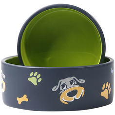 Миска для животных Foxie Dog Print керамическая 16,5х16,5х6,5 см 750 мл зеленый