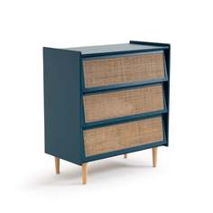 Комод с 3 ящиками из плетеного материала *taga* синий (laredoute) синий 80x90x42 см.