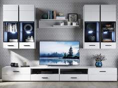 Стенка «йорк» с витринами (империал) белый 280x193x46 см. Imperial