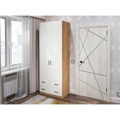 Шкаф двухстворчатый Ника Дуэт крафт золотой/крафт белый Nika