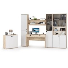 Компьютерный стол Моби Бостон №46 дуб эндгрейн элегантный/милк рикамо софт, универсальная сборка (1023183) Mobi