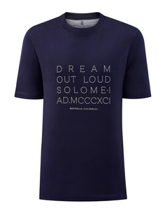 Футболка из гладкого джерси с принтом Dream Out Loud Brunello Cucinelli