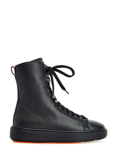 Высокие кеды из фактурной крупнозернистой кожи Santoni