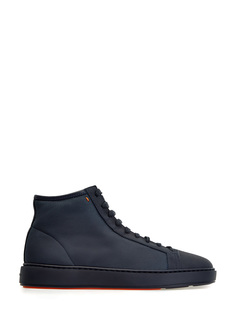 Высокие кеды из нубука и овечьего меха Santoni